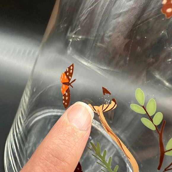 Vintage Woodland Creature Mushroom Moth Glass Container Jar Rhinestone Botanical - Picture 8 of 10